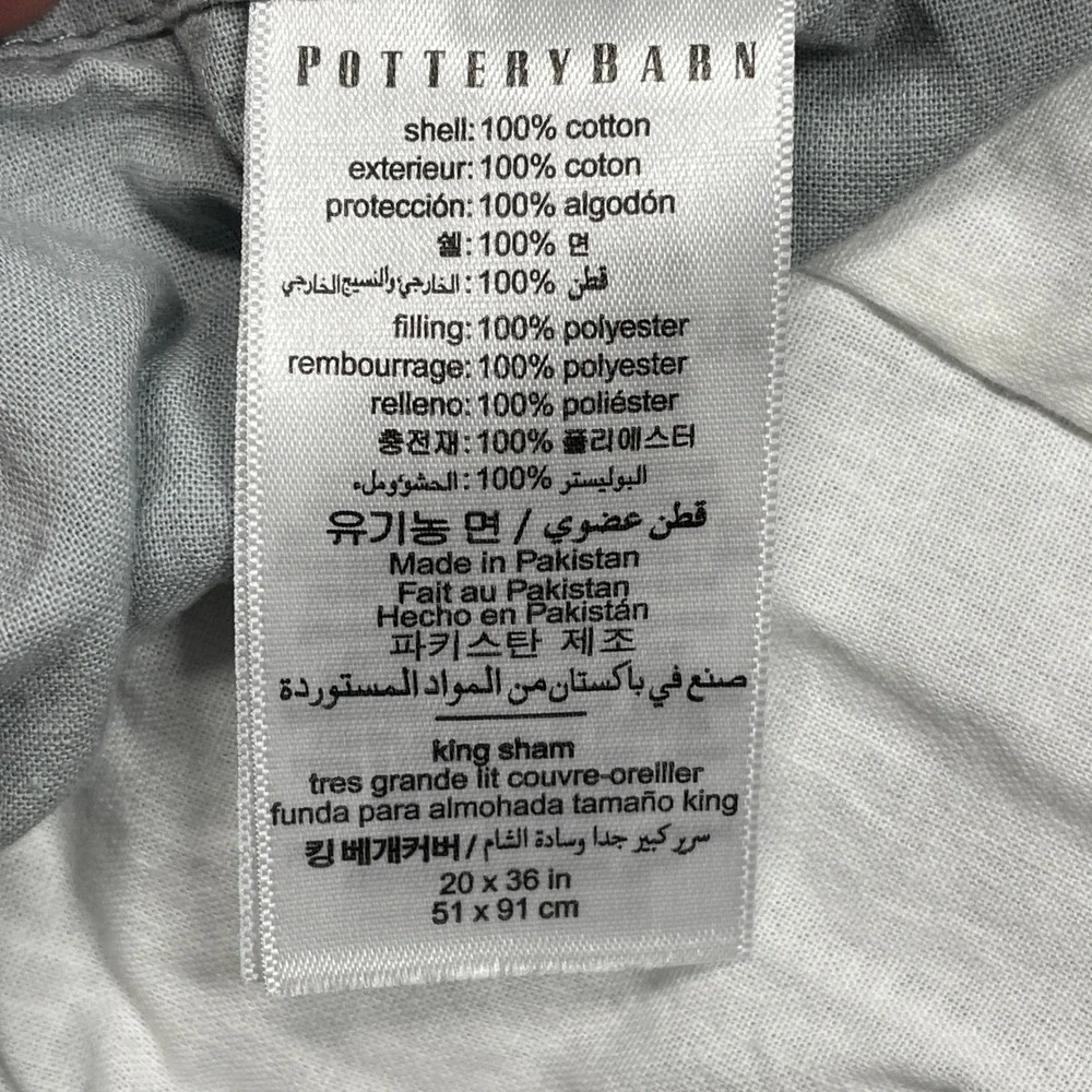 Pottery Barn Pillow Shams King Grey Waffle Weave Quilted 100% Cotton Set of 2